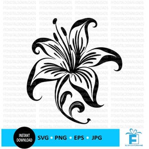 Lys SVG, Lys PNG, Clipart Lys, conception de fleur de Lys, vecteur de Lys, Silhouette de Lys, EPS, Cricut, couper fichier, Clipart, téléchargement numérique