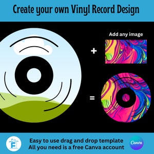Vinylplaat clipart, vinylplaat canvas frame, bewerkbare canvassjabloon slepen en neerzetten, sublimatie png, maak je eigen vinylplaat clipart