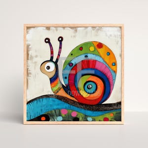 Snail PNG, Colorful Snail Art ready to Print and Frame, Digital Art, Snail, Printable Digital Download, instant download