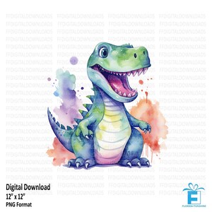 Dinosaur Clipart, Dinosaur PNG, Watercolor Dinosaur Clipart, Cartoon Dinosaur, Sublimation, Printable Dinosaur, Digital Download, #5550