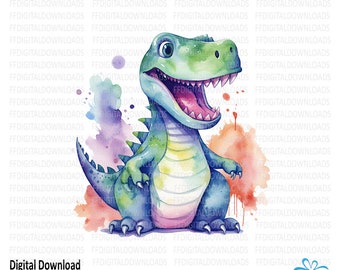 Dinosaur Clipart, Dinosaur PNG, Watercolor Dinosaur Clipart, Cartoon Dinosaur, Sublimation, Printable Dinosaur, Digital Download, #5550