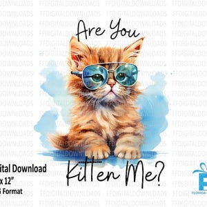 Are You Kitten Me Png, Funny Kitten shirt design, Watercolor Kitten Design Png, Kitten Sublimation, Printable, Digital Download, #4048