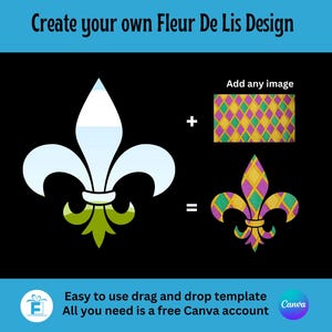 Cadre de toile de fleur de lys, modèle de toile modifiable par glisser-déposer, sublimation, clipart fleur de lys, créez votre propre clipart fleur de lys