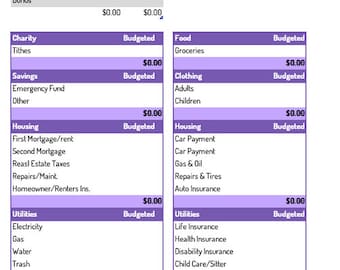 Dave Ramsey Quick Start Budget Template