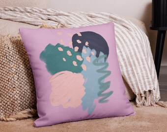Abstract Art Pink Palette Premium Pillow | Pink Cushion Cover | Modern Illustration Pillowcase |Home Decor Cushion | Housewarming Gift
