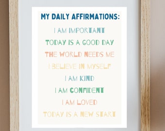 Kids Affirmation Poster: Positive Mindset Wall Art (16x20 Digital Download)