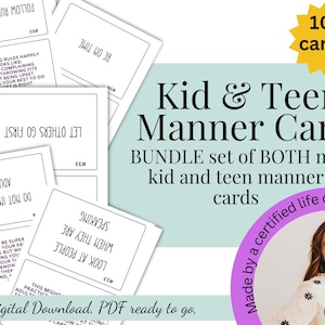 BUNDLE Weekly Teen and Kid Manner Cards Digital Download Etiquette Cards for Teen and Kid Family Etiquette Cards Behavior Skills printable