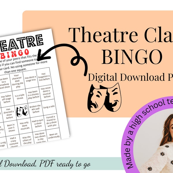 Drama Class BINGO Cards Theatre Teacher Bigno Get to Know You Bingo Cards Theatre Bingo Classroom Printable Cards Get to Know You activity