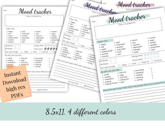 Daily Mood Tracker Printable: Therapy Journal Worksheets (PDF Download)