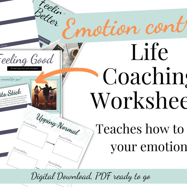 Emotional Control Life Coaching Worksheets for Teens Digital Download PDF Therapy Worksheets Mental Health Resources for teenagers printable