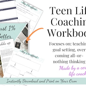 Teen Life Coaching Workbook: Goal Setting, Mindset (PDF Download)