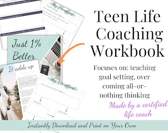 Mental Health Resources for Teenagers Life Coaching Digital Download 5 1% Better Therapy Worksheets Teen Goal Setting Worksheets for kids