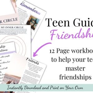 Friendship Workbook for Teens Digital Download Mental Health Resources for teens Life Coach Templates Therapy Worksheets relationship pdf