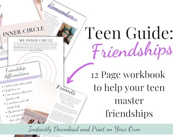 Friendship Workbook for Teens Digital Download Mental Health Resources for teens Life Coach Templates Therapy Worksheets relationship pdf