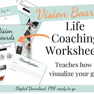 Vision Board Worksheets for Teens 5 page Digital Download PDF Therapy Worksheets Mental Health Resources for Teenagers Life Coach imprimable
