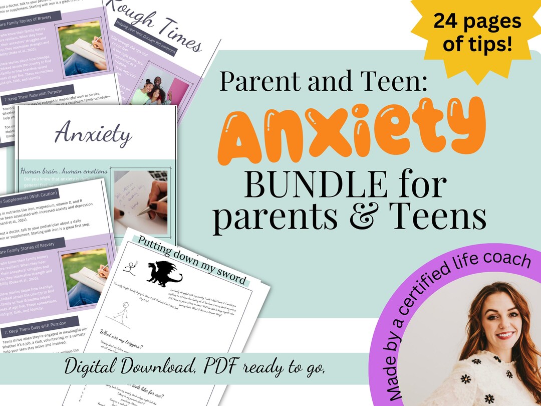 Teen & Parent Anxiety Workbook Bundle: Mental Health Toolkit (PDF ...