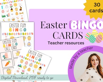 Easter BINGO Cards Printables Easter Party Game Easter Bingo Cards Classroom BINGO Printable Cards Easter Classroom PDF Easter Kids Activity