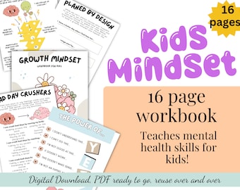 Kids Growth Mindset Workbook: Mental Health, Stress Management (PDF)