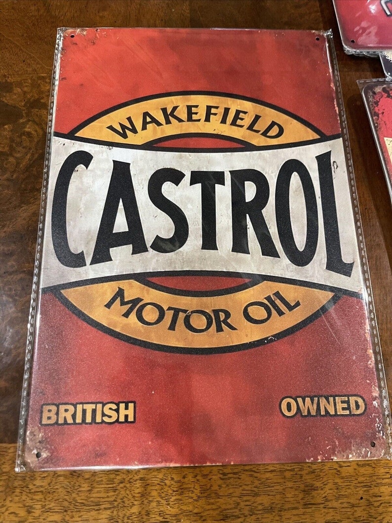 CASTROL Wakefield Sign Tin Castrol Motor Oil Sign Wall Decor Vintage ...