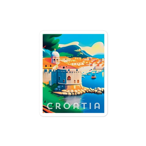 Croatia Sticker, Mediterranean, Vinyl Sticker, Bubble-Free, Travel Sticker, Water Bottle Sticker, Scrapbook Sticker, 3 sizes