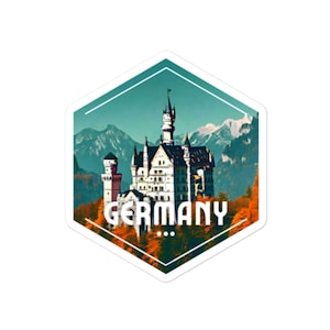 Neuschwanstein Castle Germany Vinyl Sticker, Bubble-Free, Travel Sticker, Water Bottle Sticker, Scrapbook Sticker, 3 sizes