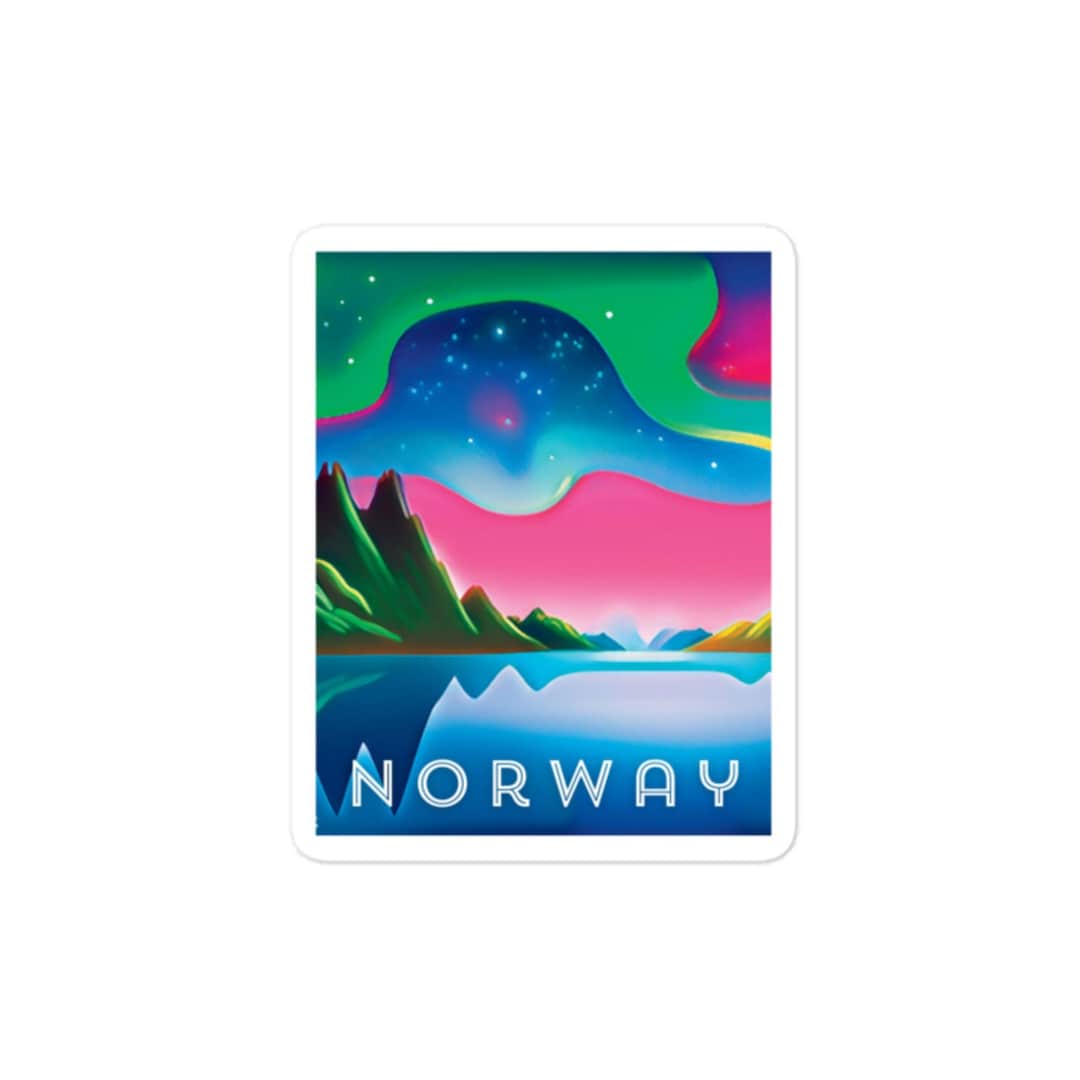 Norway Sticker, Northern Lights, Vinyl Sticker, Bubble-free, Travel Sticker, Water Bottle ...