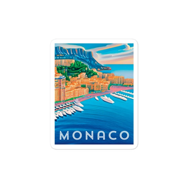 Monaco Sticker, Vinyl Sticker, Bubble-Free, Travel Sticker, Water Bottle Sticker, Scrapbook Sticker, 3 sizes