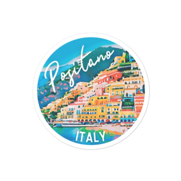 Positano Sticker, Italy, Amalfi Coast, Vinyl Sticker, Bubble-Free, Travel Sticker, Water Bottle Sticker, Scrapbook Sticker, 3 sizes