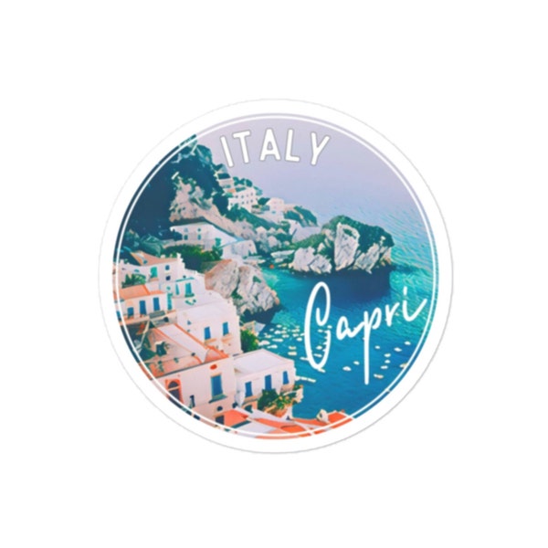 Capri Sticker, Italy, Vinyl Sticker, Bubble-Free, Travel Sticker, Water Bottle Sticker, Scrapbook Sticker, 3 sizes