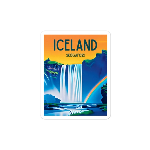 Skogafoss, Iceland Sticker, Vinyl Sticker, Bubble-Free, Travel Sticker, Water Bottle Sticker, Scrapbook Sticker, 3 sizes