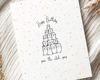 Happy Birthday from all of us cat card, group birthday, happy birthday from the cats, coworker cat, cat mom card, cat dad gift, cat lover