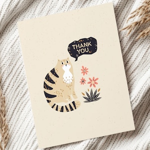 Thank You Cat Card, kitty notecard, cat greeting card, cat stationary