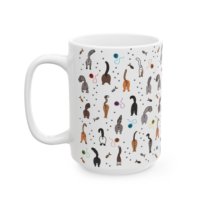 Cat Butt Mug, funny quirky cat lover mug, cat mom gift, gift for cat lovers, cat coffee mug, kitty butt cup, cat drinkware, cat mom mug image 9
