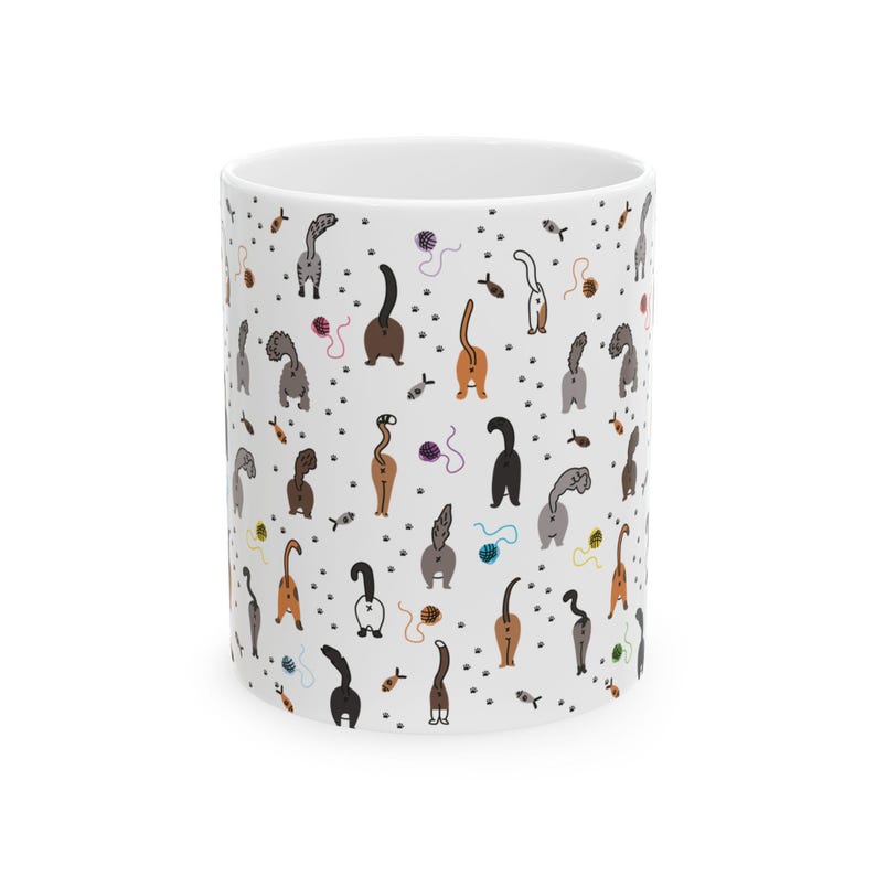Cat Butt Mug, funny quirky cat lover mug, cat mom gift, gift for cat lovers, cat coffee mug, kitty butt cup, cat drinkware, cat mom mug image 10
