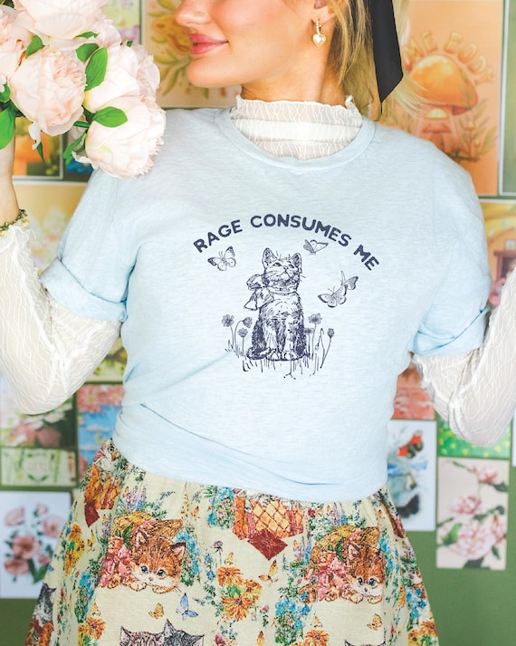 Rage Consumes Me Cat Shirt - Funny Cat Lover Tee, Introvert Humor T-Shirt, Sarcastic Cat Meme, Cat Mom Gift