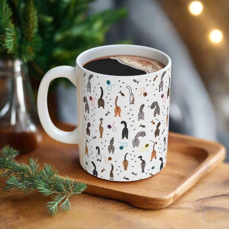 Cat Butt Mug, funny quirky cat lover mug, cat mom gift, gift for cat lovers, cat coffee mug, kitty butt cup, cat drinkware, cat mom mug image 6