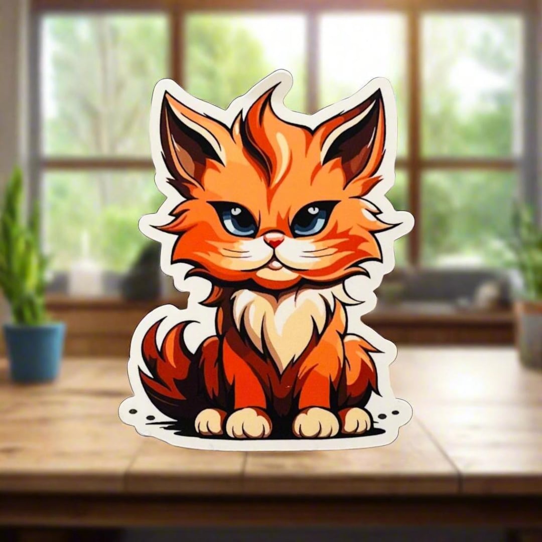 Orange Tabby Cat Sticker, Ginger Cat Sticker, Laptop or Water Bottle ...