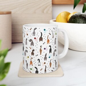 Cat Butt Mug, funny quirky cat lover mug, cat mom gift, gift for cat lovers, cat coffee mug, kitty butt cup, cat drinkware, cat mom mug image 2