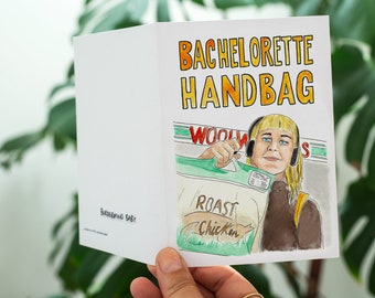 Bachelorette Handbag greeting card | dating humour | single girl humour | Australian artist illustration