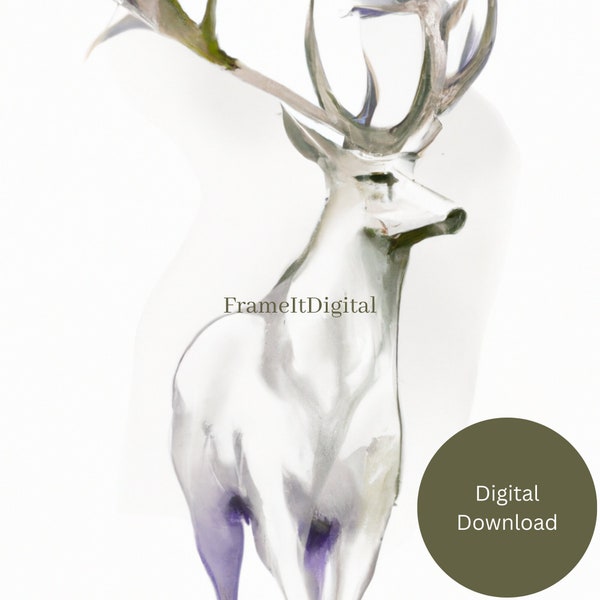 Northern White Stag watercolor print (digital download). *limited item*