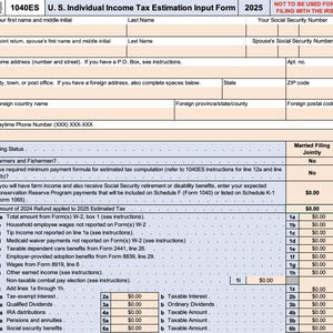 New! 2025 Excel 1040ES Federal Workbook