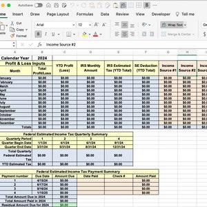 New! 2024 Excel 1040ES Federal Workbook