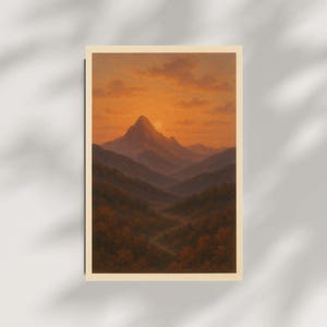 Nature Landscape Printable Poster Wall Art - Mountains at Sunset - Colorful Adventure Home Decor