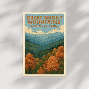 National Park Printable Poster Wall Art - Great Smoky Mountains National Park - Colorful Adventure Home Decor