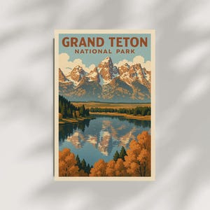 National Park druckbare Poster Wand Kunst - Grand Teton National Park - Bunt Abenteuer Wohnkultur