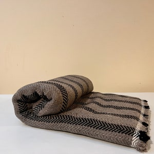 Black and Brown Stripes Cashmere Blankets and Throws