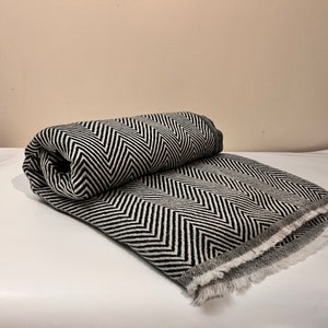 Classic Black and White Chevron Cashmere Blanket