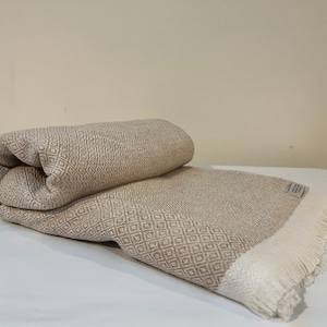 Bisque Brown Diamond Cashmere Blankets and Throws