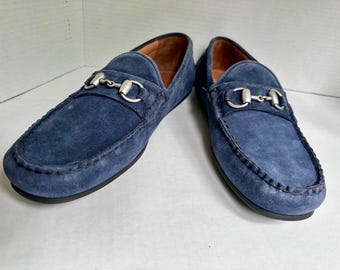 ALLEN EDMONDS Sebastian Bit Driving Loafers Mörkblå Mocka Storlek 11