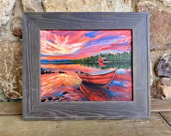 Original Oil Painting "Boat on the Lake"